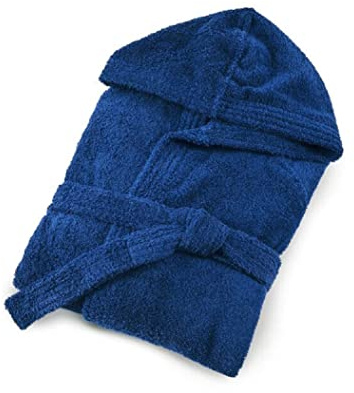 Bassetti Time Accappatoio Spugna con Cappuccio Uomo Donna da 360 gr/mq, Blu, XL