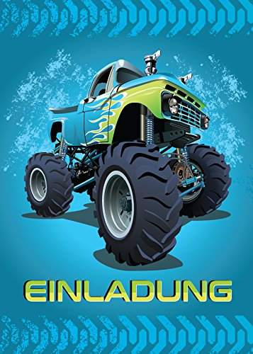 10 Einladungskarten Kindergeburtstag Jungen Monstertruck Jungs Geburtstagseinladungen Einladungen Kartenset Monster-Truck Geburtstag Karten Auto blau