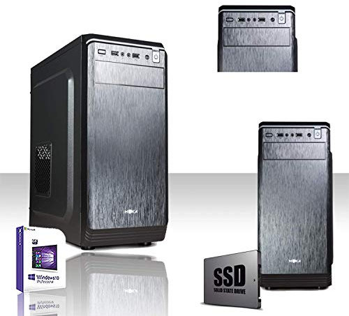 INTEL QUAD Core - Ordenador de sobremesa de 2,50 GHz, licenciado Windows 10 PRO 64 BIT, memoria RAM original 8 GB SSD 240 GB, WIFI MB MICRO ATX con carcasa VGA USB, ATX, fuente de alimentación de 500