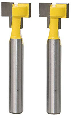T-Nut-Fräsfräser-Bit, Sechskantschraube, Schlüsselloch, 1/4-Zoll-Schaft 1/2-Zoll-Schneiddurchmesser, 2 Stück, gelb