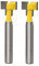 T-Slot Router Cutter Bit, Hex Bolt Woodworking Keyhole, 1/4 Shank 1/2 Cutting Dia, Pack of 2,Yellow