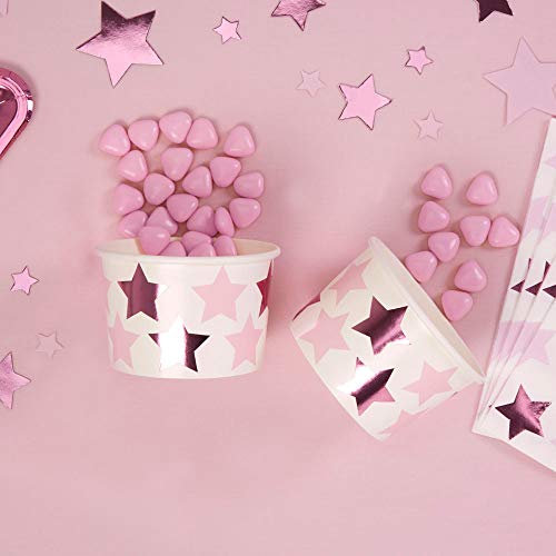 Premium Weddings Eisbecher Pappe Sterne rosa pink metallic 8 Stück