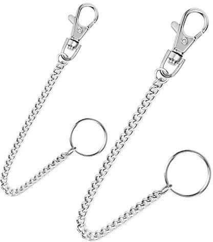 Aenezus 2Pcs Chain Belt Set, Wallet and Pants Chain with Keyring for Jeans and Keys (16” & 18”)