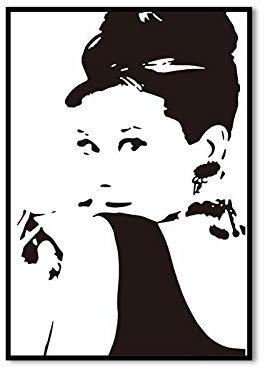 WDQTDW Leinwanddruck Schwarz Weiß Audrey Hepburn Wand Kunst Leinwand Gemälde Zitate Minimalistischen Poster Und Drucke Wandbild Für Wohnzimmer Home Decor