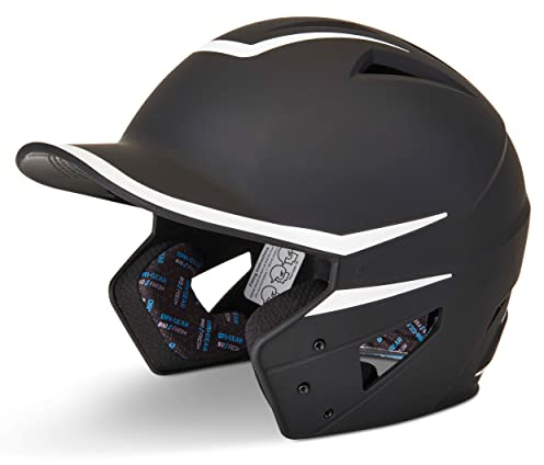CHAMPRO HX Legend Plus Performance Baseball Batting Helmet with Removeable Jaw Guard in Two-Tone Color Matte Finish, HXM2BJ, Black, White, Junior Medium