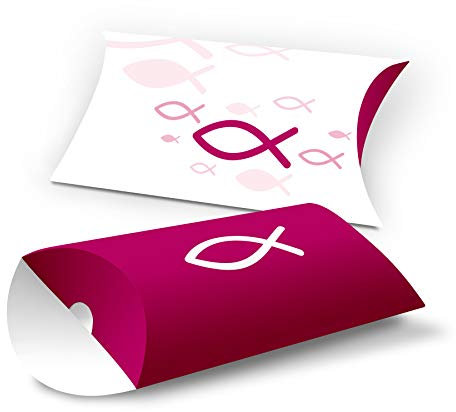 itenga Kissen Verpackung Gastgeschenk Geldgeschenk Fisch Taufe Kommunion Konfirmation Firmung Jungen Mädchen (10 Stück, Pink)