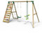 Rebo® Wooden Swing Set with Up and Over Climbing Wall - Isla Green | OutdoorToys | Kids' Outdoor Wooden Play Equipment for Gardens, Frame and Accessories Included, Weather Resistant