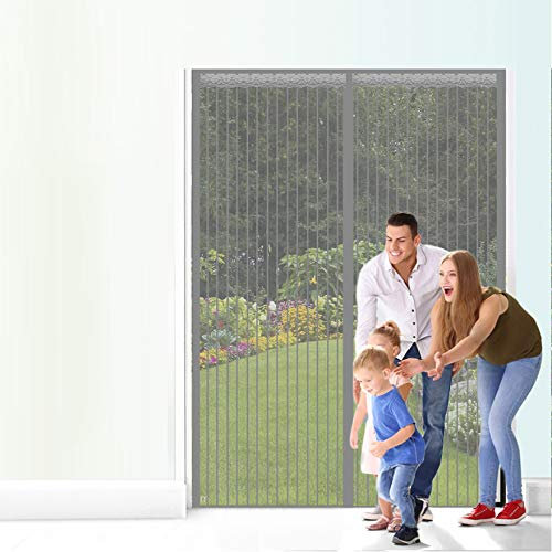 Yurun® Magnet Fliegengitter Tür Insektenschutz Insektenschutzrollo, Magnetvorhang KüRzbar Volle GrößE Automatisches Schließen, für Flure/Türen, Grau 160x250cm