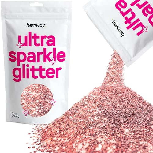 Hemway Ultra Étincelle Glitter - 1/24 0.040 1mm - cosmétique Safe, résine époxy, artisanat, Mariages, Décorations, Art, Beauté, Décoration Scrapbooking - 100g - Light Gold Rose