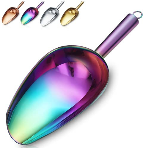 Regenbogen-Eis-Schaufel, Premium-Edelstahl-Keks-Schaufel, Mode-Eis-Schaufel, Robuster Mehl-Schaufel, Utility-Süßigkeit-Schaufel, Spülmaschinenfest (8oz/9 Zoll)