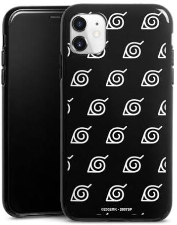 Silikon Hülle kompatibel mit Apple iPhone 11 Case schwarz Handyhülle Naruto Shippuden Konoha Pattern