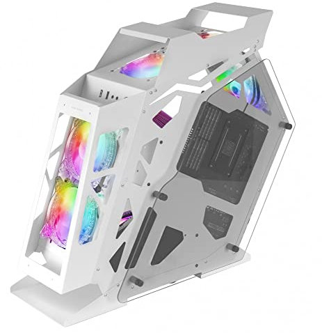 Mars Gaming MC61 White, Compact Micro-ATX Gaming PC Case, 4x 12cm Fans, ARGB Chroma, Dual Tempered Glass Windows