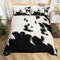 Loussiesd Kuhfell Bettwäsche Set 220x240cm Kuhfell Bettbezug Set Kuh Gedruckt Betten Set Bauernhaus Tierfell Bettbezug für Jungen Mädchen Kinder Mikrofaser