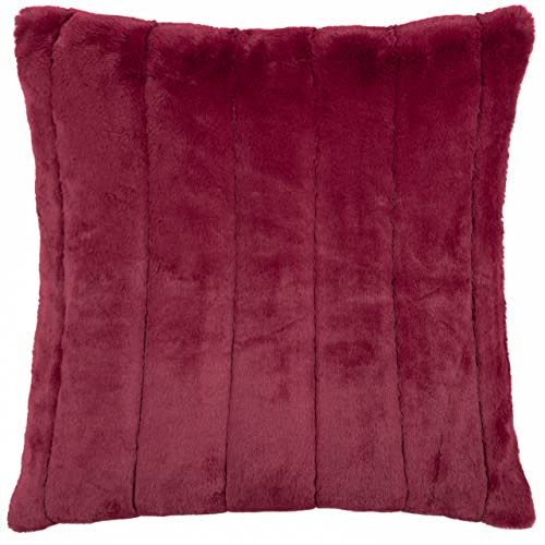 Paoletti Empress Cushion Cover – Soft Faux Fur Velvet Decorative Cushion Case with Concealed Zip for Elegant Home Styling (Ruby - 55x55cm)