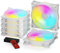 AsiaHorse PC 120MM RGB Ventola, ARGB Case Fan con Hub Control, 4 aureole CPU Case Fan con 24 LED indirizzabili, Computer Cooler Fan per Mainboard Aura Sync, 1500RPM, Bianco, 6PACK