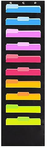 MUKA Cartella portadocumenti da appendere alla parete 10 tasche con 3 ganci a cascata, Tabella tascabile per scuola, casa o ufficio (nero)