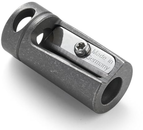 KeyUnity Sharpener aus Titanlegierung Handlich, Deutsche Stahlklinge, Einzelloch Anspitzer - für Camping Feuermachen, Holzformen, Schule, Büro, Kunstzeichnen & Outdoor Einsatz(Steingewaschen)