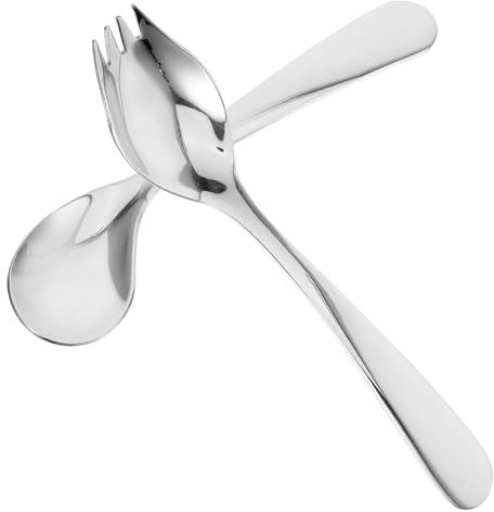 Gatuida 1 Satz Gebogene Gabellöffel Selbstfütternde: Utensilien-Set Assist-Geschirr Rechtshänder Für Ältere Patienten Edelstahl Löffel und Gabels Utensil