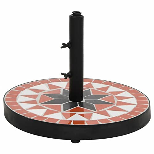 LAPOOH Base de Parasol Terre Cuite et Blanc Rond 12 kg,Pied De Parasol,Pied De Parasol Lourd,Pied De Parasol sur roulettes