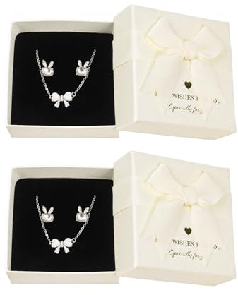 Qaziuy 2 Stück 7.5 x 7.5 x 3.5cm Klein Schmuck Geschenkbox,Ohrringe Geschenkbox Halskette Geschenkschachtel mit Deckel,Kraftpapier Geschenkboxen für Schmuck Verpackung