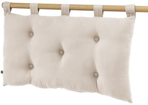 DOCK AVENUE Kopfteil mit 5 Knöpfen, mit Schlaufen, Baumwoll-Gaze, 50 x 80 cm, Farbe: Beige