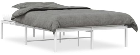 vidaXL Bettgestell, Bettrahmen mit Lattenrost, Bett Gästebett mit Stauraum, Metallbett Doppelbett Schlafzimmerbett, Weiß 120x190cm Metall