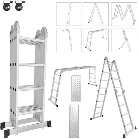 Cecaylie 4x4 Mehrzweckleiter 470cm 7 in 1 Alu Leiter Vielzweckleiter Klappleiter Haushaltsleiter Arbeitsleiter Anlegeleiter Steigleiter Arbeitsbühne Multifunktionsleiter