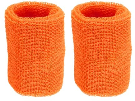 PATIKIL 2 Packung Schweißbänder Handgelenk 8x10cm Weiche Verdickte Baumwolle Fitness Arm Schweißband für Tennis Basketball Fußball, Orange