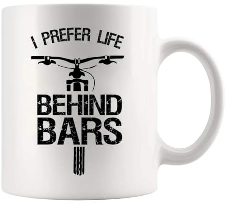 Panvola I Prefer Life Behind Bars Cyclist Biker Gifts Biking For Dad Husband Brother Boyfriend Son From Mom Wife Girlfriend Sister Daughter Bike Lovers Coffee Mug Ceramic 11 oz White