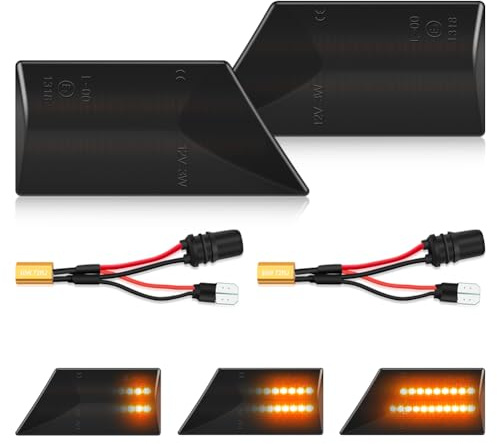 BIHEE Dynamic Side Indicator 4014 SMD Amber Turn Signal Light Compatible with O-pel Vectra C 2002-2008，Smoke Repeater Side Lights for Signum 2003-2008 - 2 Pcs