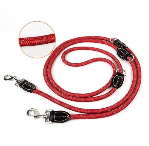 Trhillsbrad Hundeleine 5m x 14mm, Verstellbare hundeleine Große Mittelgroße Hund, Multifunktionsleine Doppelleine Umhängeleine robust, Rosa
