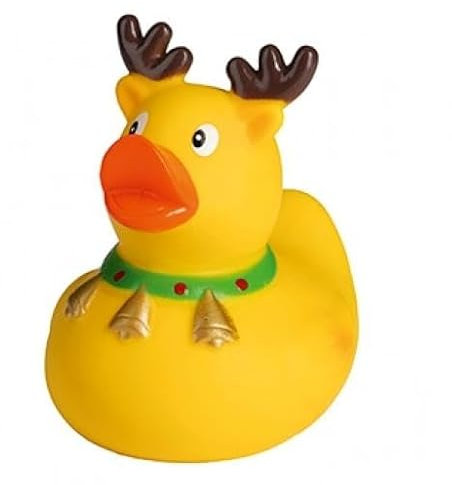 Weihnachtselch - Quietscheente - Badeente - ca. 8 cm gross
