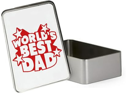 World's Best Dad, Best Dad Gifts, Father's Day Gift, Metal Tin Storage Box, Biscuit, Chocolate,Tin, Emergency Stuff Tin. (Rectangular)
