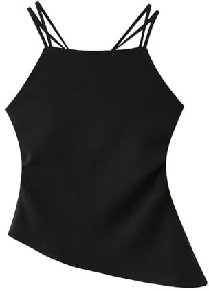 Frühlingsneuer Stil, personalisiertes Hosenträger-Oberteil mit Rückenkreuz-Design, Schwarz, S