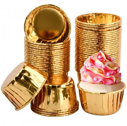 Muffin Papel, 50 Piezas Moldes Para Cupcakes, Aluminio Magdalenas, Ideal Para Fiestas De Navidad, Bodas, Cumpleaños