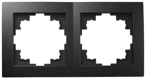 cadre | FLAIR | pour prises d'interrupteur, cadre de prise à 2 voies, cadre d'interrupteur, cadre double, noir mat