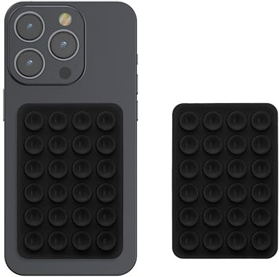 kwmobile Support Ventouse pour Coque Compatible avec iPhone et Android - 2X Support Antidérapant Mains Libres en Silicone 5,5 x 8 cm pour Coque Téléphone - Noir Mat-Noir Mat