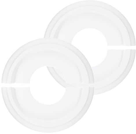 PATIKIL 2pcs Medallones de Techo, 25x10cm Rosetón de Estuco de Espuma PU Placa de Cubierta Medallón de Araña para Techo Ventilador Pared Lámpara, Estilo Clásico Dividido, Blanco