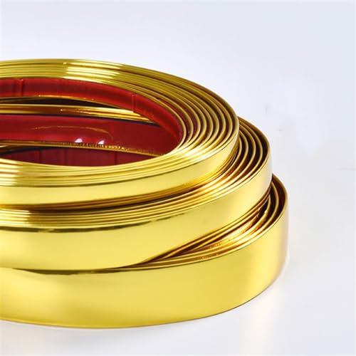 3 Meter Flexible Zierleisten Sparpaket Selbstklebend Bordüre Tapete, Spiegelartig Zierleisten, PVC-Tapetenbordüre, Kronenformen, Deckenleiste, Wasserdichte Zierleiste, Kantenleiste(Bright Gold,1.8cm)
