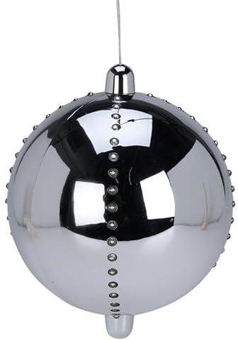 URBNLIVING 15cm LED Light Up Silver Ball Christmas Tree Decoration Warm White Timer for Xmas Party/Wedding/Gaming Room Decoration Tree Lights Indoor Outdoor