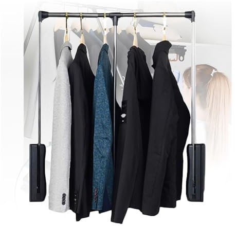 YCOVSFP Ausziehbare Garderobenstange, Kleiderschrank-Schienenlift, Faltbare Garderobenstange, Aluminium-Teleskop-Garderobenaufhänger, verstellbare Breite, platzsparende Belastung: 15 kg(510-660mm)