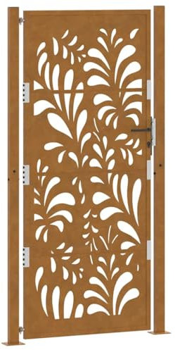 vidaXL Porte de jardin acier résistant aux intempéries design vagues, porte de clôture, porte extérieure, porte en métal, porte de sécurité