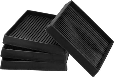 PATIKIL 4 Pouces Patins en Caoutchouc pour Meubles, 4 Paquets Dessous de Verre Antidérapants Carrés Anti-Dérapants Protecteurs de Sol pour Pieds de Meubles de Lit Canapé, Noir