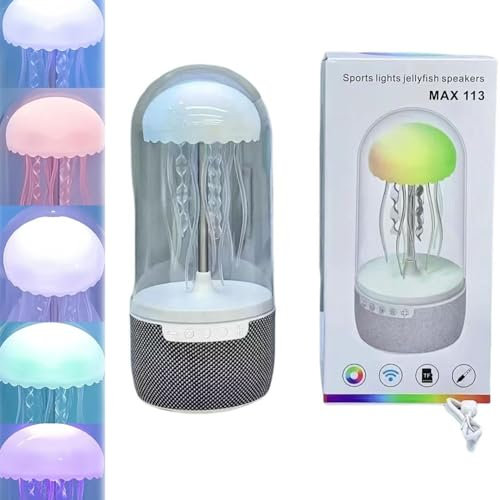 Lámpara de medusas con altavoz Bluetooth, luz nocturna de medusas que cambian de 7 colores, altavoz de medusas, lámpara de altavoz Bluetooth de medusas, altavoz Bluetooth envolvente con lámpara LED de