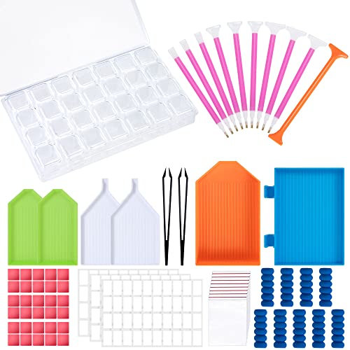 Tunejoy Accesorios de Pintura de Diamante DIY Kit de Herramientas de Pintura de Diamantes con Caja Organizador para Painting Stitch Dibujo Joyas Pierdas Manicura de Uñas