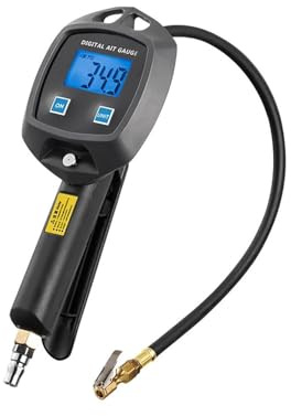 ReifendruckprüFer Reifen Manometer 0-18Bar 255Psi Monitor Mit Inflator Schlauch Düsen Auto Tester Inflation Gun Fahrrad Reifen Zubehör ReifenfüLler
