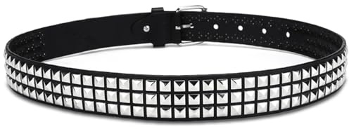 Tienyuu dubbad punk rock nitbälte för män och kvinnor, pyramid metalldesign med silveraccenter