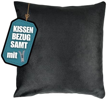 wollyflaushi Samt Kissenbezug 80x80 cm Kissenhülle Schwarz Luxuriös Weich | Sofakissenbezug mit verdeckter Reißverschluss - Kissenhülle Samtstoff einfarbig - Sofakissen Dekokissen Kopfkissen