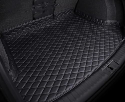 QIAOFANFAN Auto Kofferraummatte für Peugeot 5008 (7 Places) 2017-2022 2023 2024,Leder rutschfest wasserdichte Kratzfest Cargo Schutzmatte Kofferraum Innenraum ZubehöR,A/Black