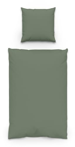 LARAWELL Bettwäsche 135x200 Baumwolle ganzjahres Bettwäsche-Sets grün Premium